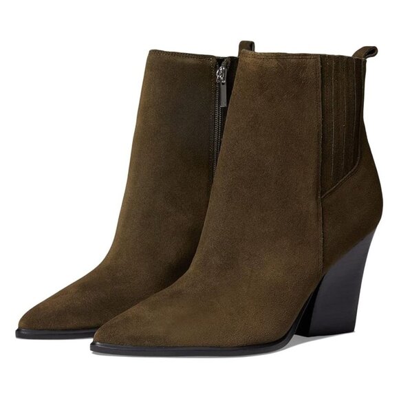 Marc Fisher LTD Shoes Mariel Dark Green Suede Heeled Ankle Boots